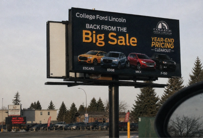 LED and digital display business sign on commercial building — modern illuminated signage